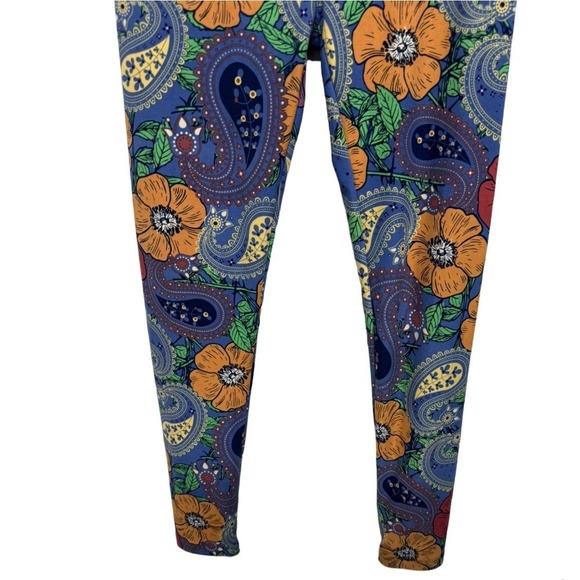 LuLaRoe Leggings One Size OS – Paisley Floral Print – Soft & Stretchy - Picture 2 of 4